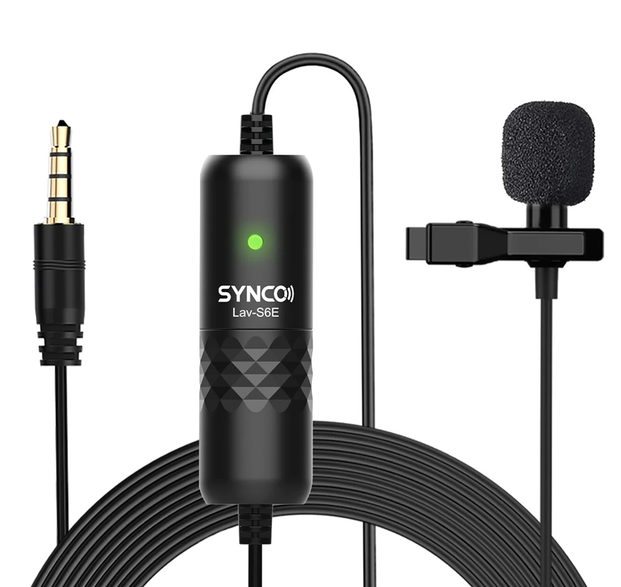 SYNCO μικρόφωνο Lav-S6E με clip-on, omnidirectional, 3.5mm, 6m, μαύρο - SYNCO 107865