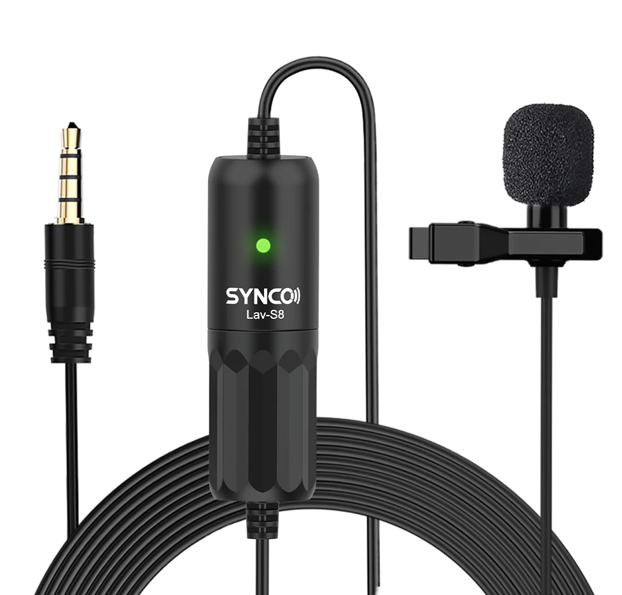 SYNCO μικρόφωνο Lav-S8 με clip-on, omnidirectional, 3.5mm, 8m, μαύρο - SYNCO 107866
