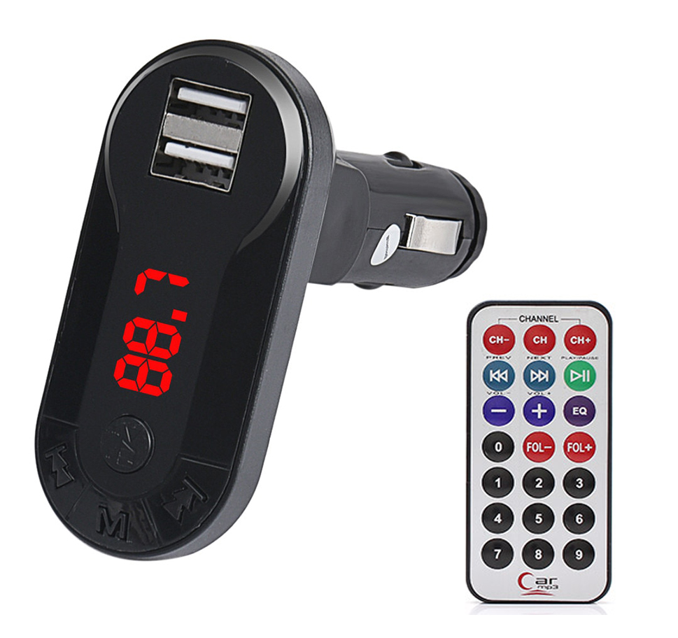 Car FM Transmitter T26 με LCD οθόνη, USB, SD, μαύρο - UNBRANDED 69904