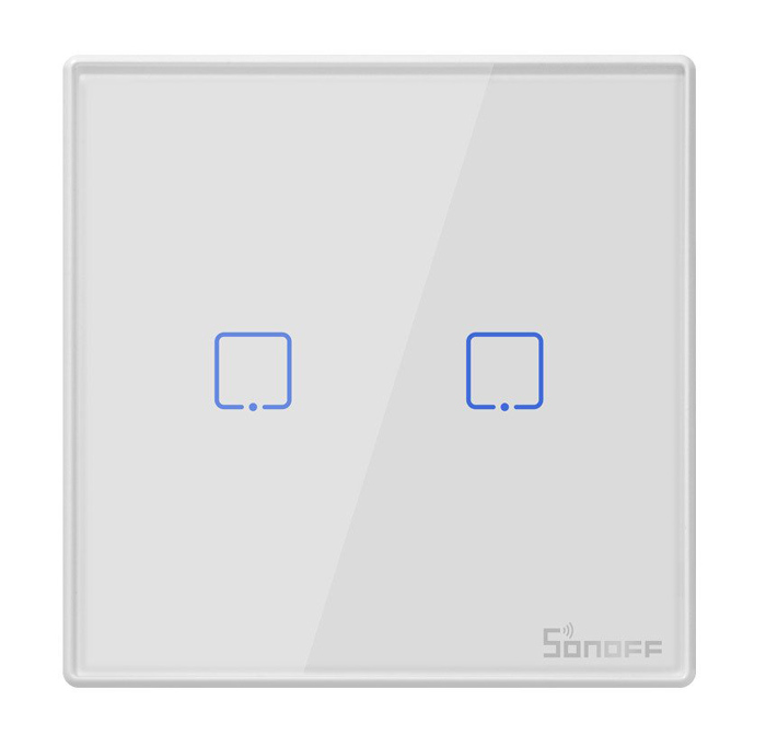 SONOFF smart διακόπτης T2EU2C-RF 433MHz, αφής, διπλός, λευκός - SONOFF 89576