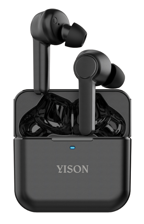 YISON earphones με θήκη φόρτισης T5, True Wireless, Φ6mm, μαύρα - YISON 100535