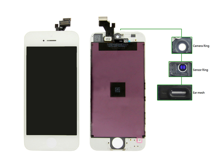 TIANMA High Copy LCD iPhone 5G, Camera-Sensor ring, ear mesh, White - TIANMA 67980
