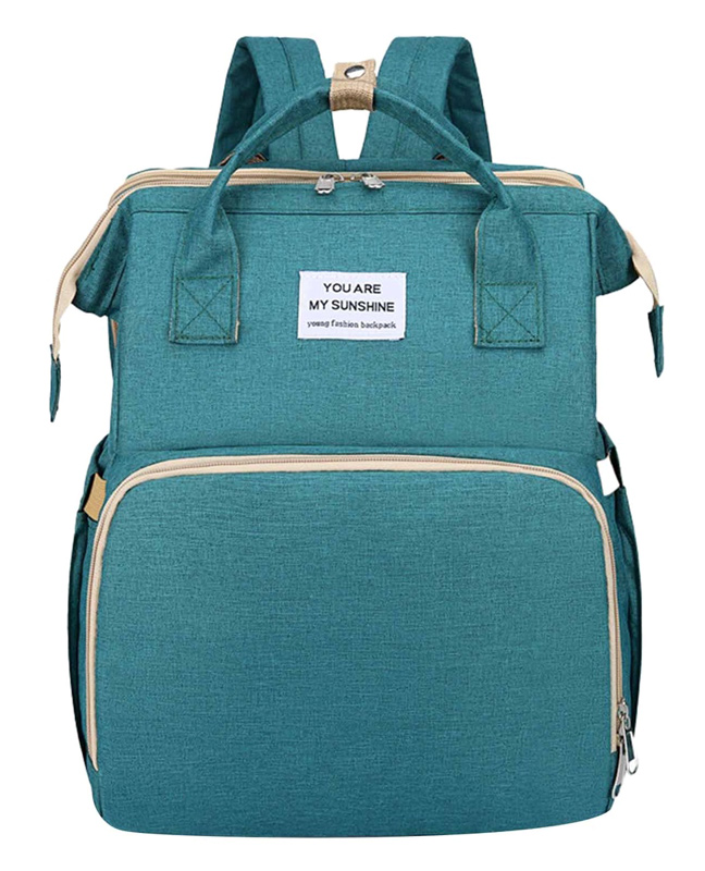 2 in 1 τσάντα πλάτης και παιδικό κρεβατάκι TMV-0050, αδιάβροχη, πράσινη - UNBRANDED 88705