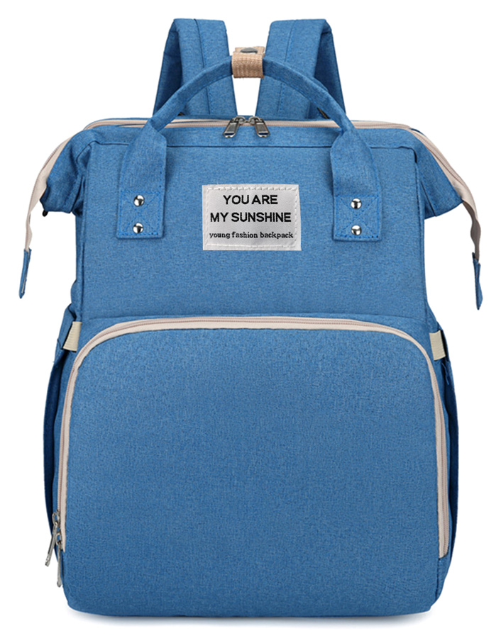 2 in 1 τσάντα πλάτης και παιδικό κρεβατάκι TMV-0052, αδιάβροχη, μπλε - UNBRANDED 88707