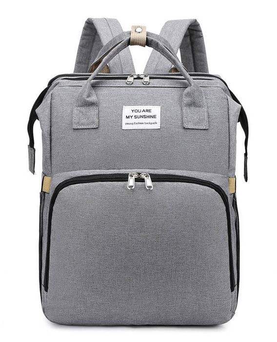 2 σε 1 τσάντα πλάτης & παιδικό κρεβατάκι TMV-0055, αδιάβροχη, γκρι - UNBRANDED 107530