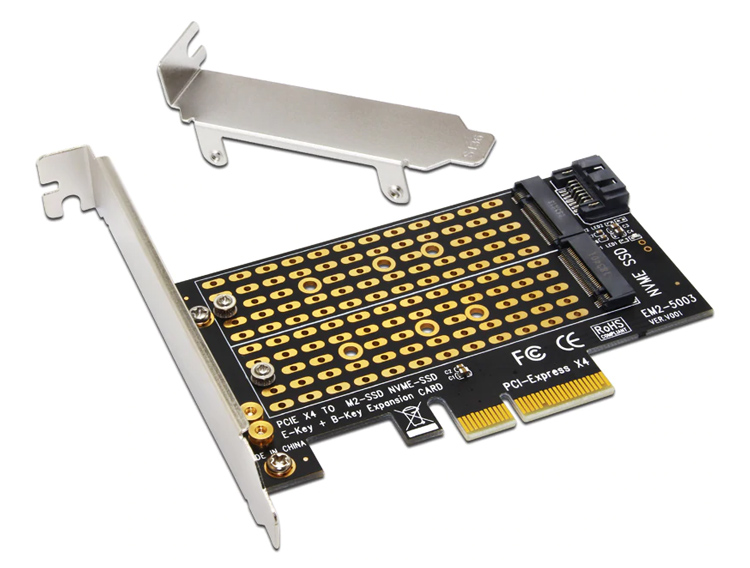 POWERTECH κάρτα επέκτασης PCIe x4 σε M.2 Key M & B NVMe TOOL-0049 - POWERTECH 80130