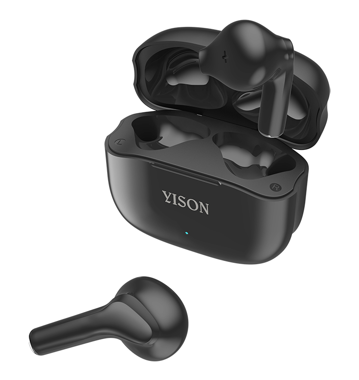 YISON earphones με θήκη φόρτισης TWS-T6, True Wireless, Φ13mm, μαύρα - YISON 105436