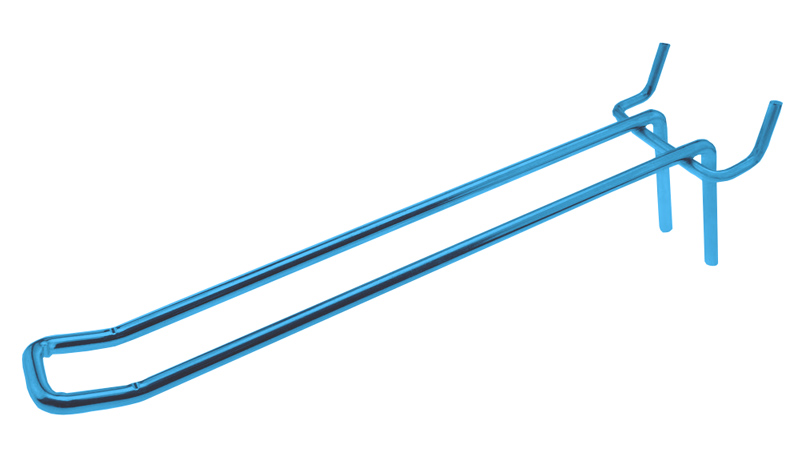 Used γάντζος διπλός για διάτρητο stand, μεταλλικός, 26cm, μπλε, 5τμχ - UNBRANDED 113973