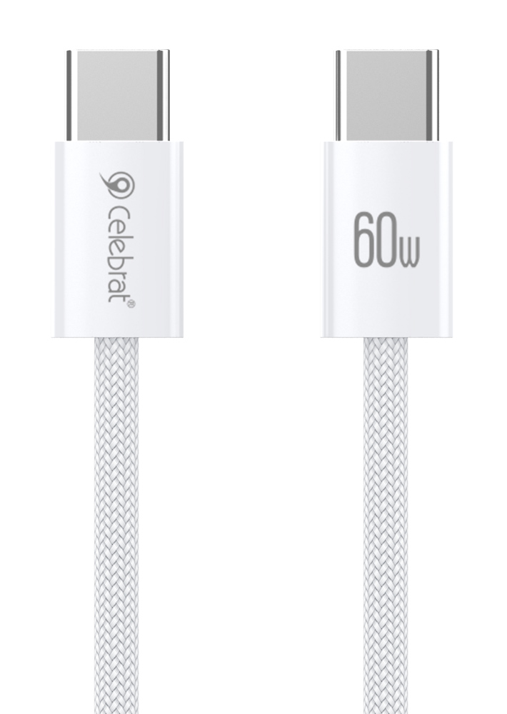 CELEBRAT καλώδιο USB-C U600, 60W, 480Mbps, 1m, λευκό - CELEBRAT 112612