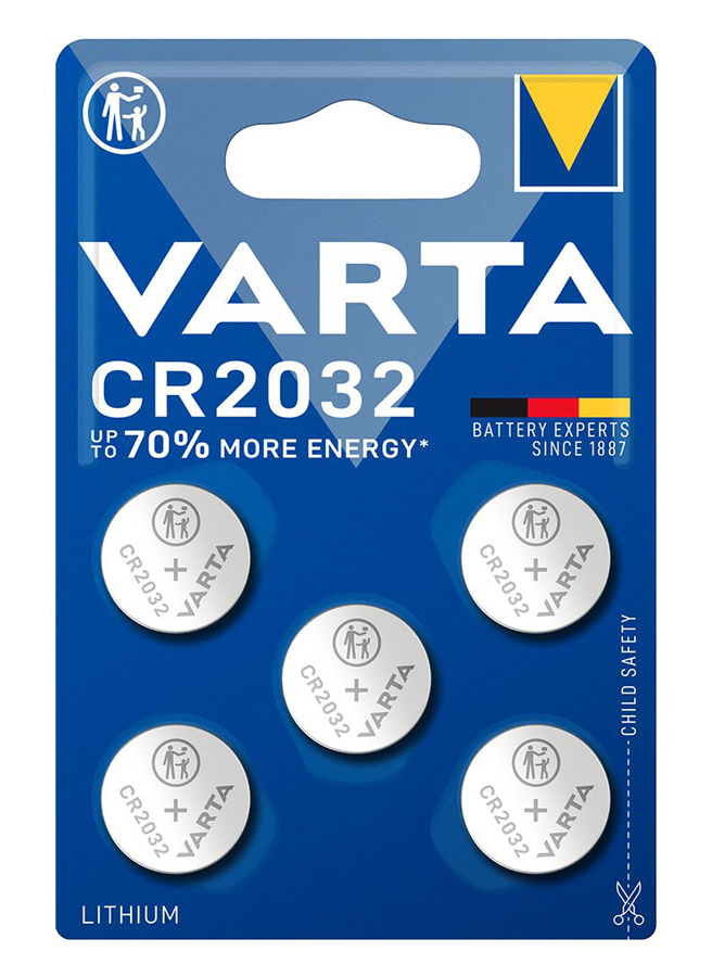 VARTA μπαταρία λιθίου CR2032, 3V, 5τμχ - VARTA 105855