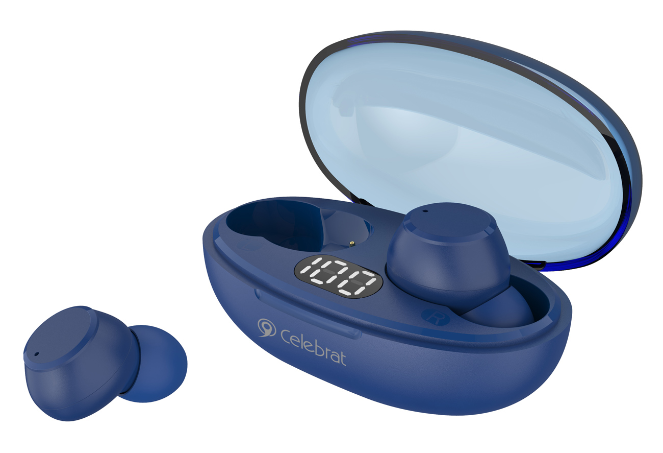 CELEBRAT earphones με θήκη φόρτισης TWS-W32, True Wireless, μπλε - CELEBRAT 106742