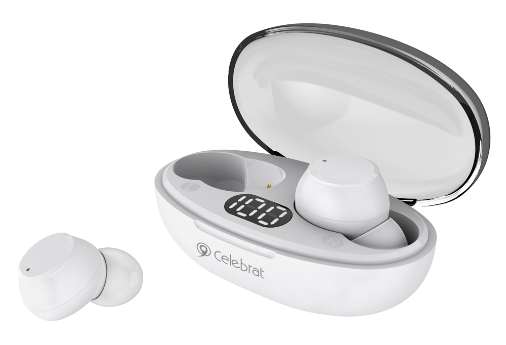 CELEBRAT earphones με θήκη φόρτισης TWS-W32, True Wireless, λευκά - CELEBRAT 106741