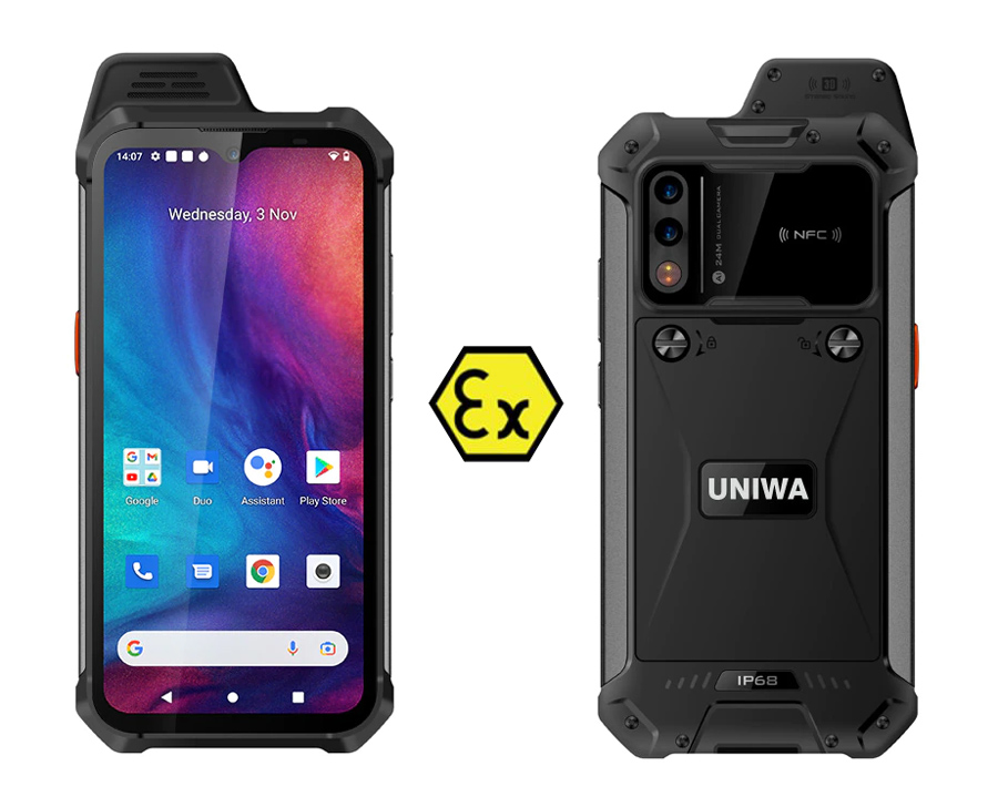 UNIWA smartphone W888, 6.3", 4/64GB, ηχείο 2W, Atex Zone 2, IP68, μαύρο - UNIWA 106372