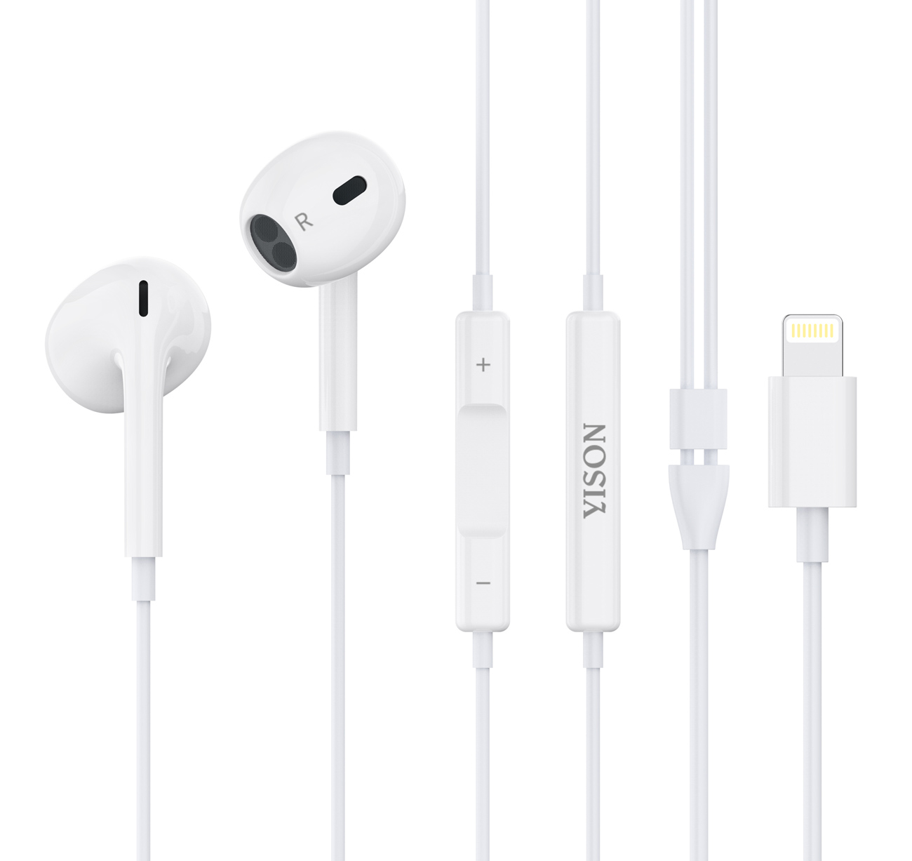YISON earphones με μικρόφωνο X7, Lightning σύνδεση, Φ14mm, 1.2m, λευκά - YISON 106736