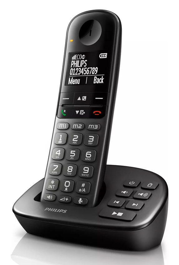 PHILIPS ασύρματο τηλέφωνο XL4951DS/34 ελληνικό μενού, τηλεφωνητής, μαύρο - PHILIPS 85128