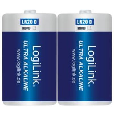 Battery 1.5V Alkaline Logilink LR20B2 2pcs - LOGILINK DOM030659