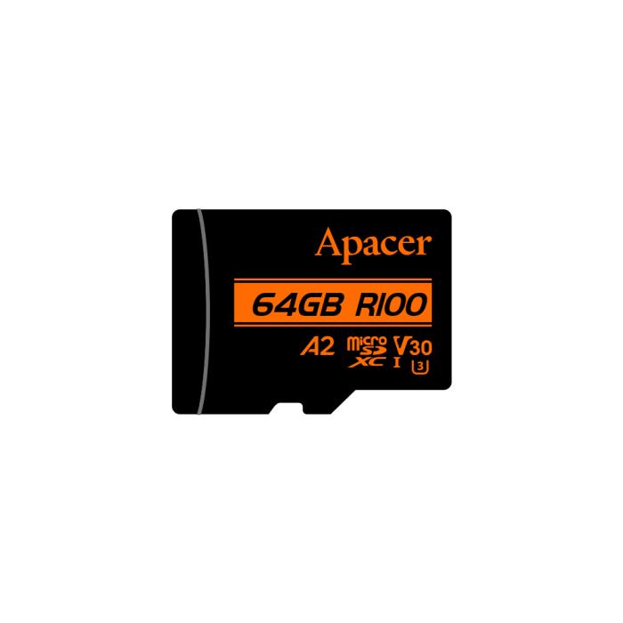 Memory Card Micro SDXC UHS-I U3 V30 64GB Apacer A2 - APACER DOM110209
