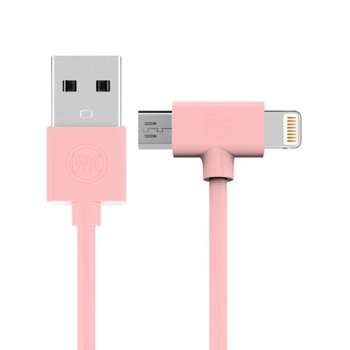 Charging Cable WK 2in1 I6/Micro Pink 1m AXE - DOM250116