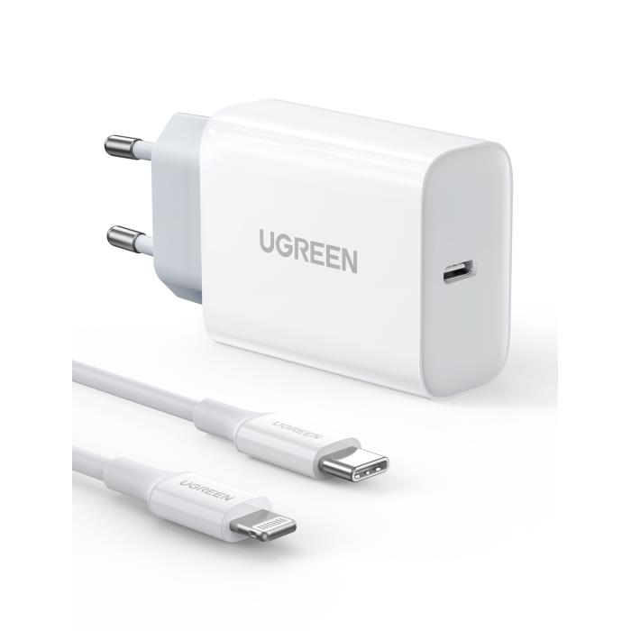 Charger UGREEN PD CD137 Combo+Type C/i6 Cable White 50698 - DOM340116