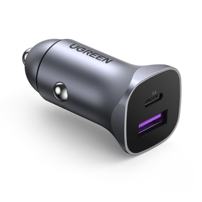 Car Charger UGREEN CD130  30W PD+USB  QC3.0  Silver 40858 - DOM340328