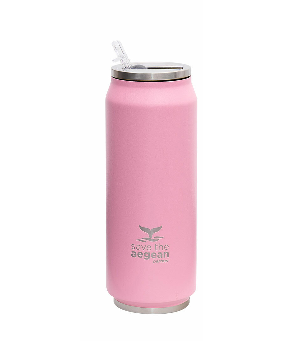 Estia Travel Cup Save The Aegean Ποτήρι Θερμός με Καλαμάκι Baby Pink 500ml 01-10317