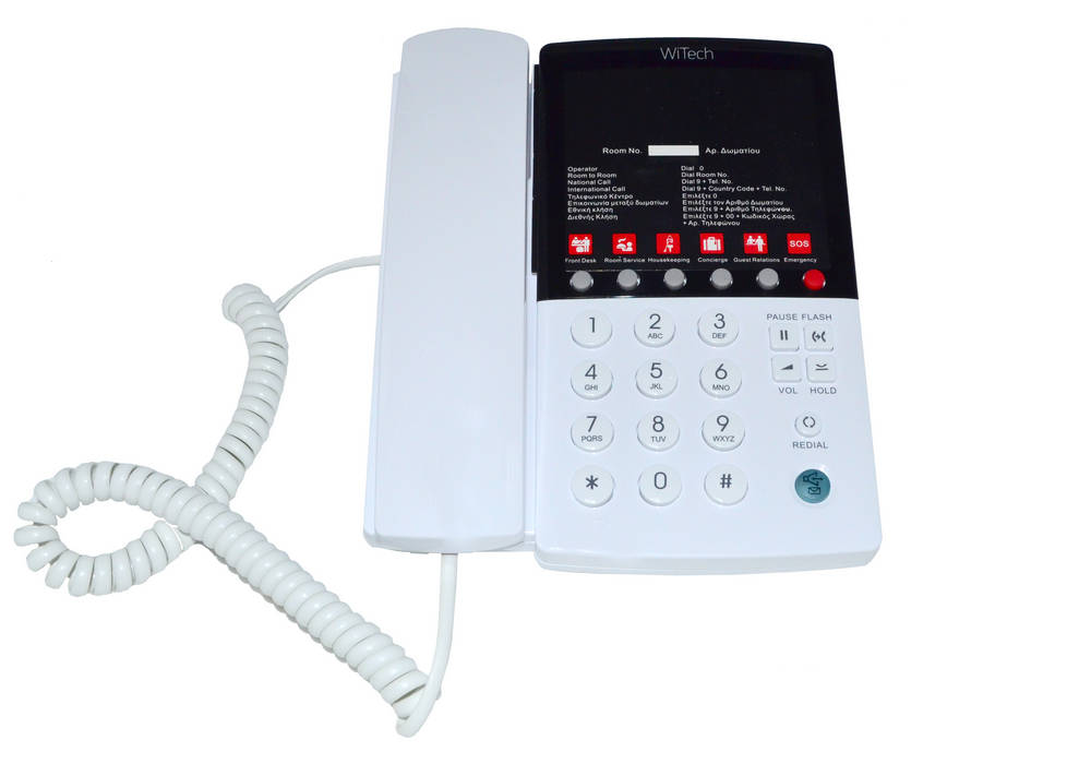 Τηλεφωνική Συσκευή Ξενοδοχειακού Τύπου Witech WT-5006 Λευκό με Ενεργό Emergency Button και Ανοιχτή Συνομιλία