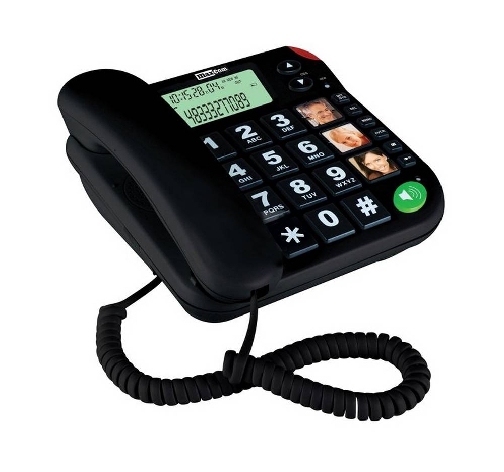Σταθερό Ψηφιακό Τηλέφωνο Maxcom KXT480 Μαύρο με Οθόνη, Ένδειξη Εισερχόμενης Κλήσης Led και Μεγάλα Πλήκτρα