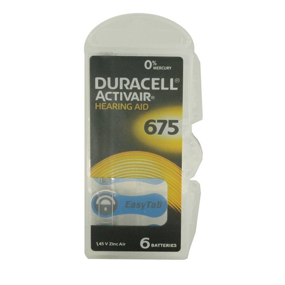 Μπαταρίες Ακουστικών Βαρηκοΐας Duracell 675 Activair 1,45V Τεμ. 6