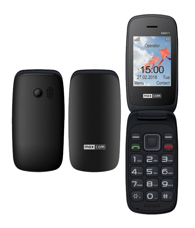Maxcom MM817 (Dual Sim) 2,4" με Μεγάλα Πλήκτρα, με Βάση Φόρτισης, Ραδιόφωνο (Λειτουργεί χωρίς Handsfree) Μαύρο