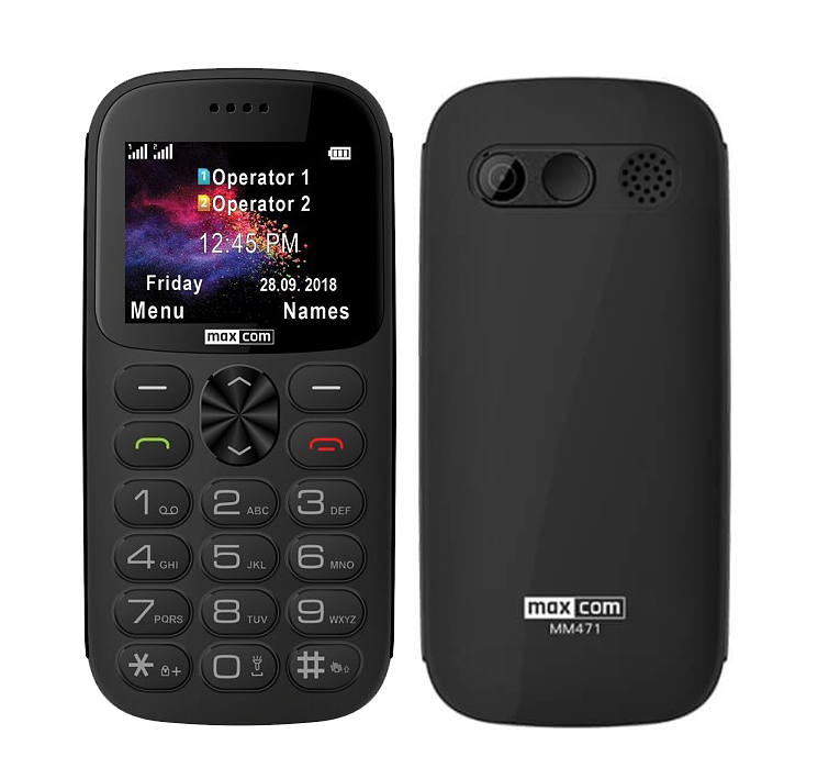 Maxcom MM471 Dual SIM 2.2" με Μεγάλα Πλήκτρα, Βάση Φόρτισης, Bluetooth, Ραδιόφωνο, Φακό, Κάμερα και Πλήκτρο Έκτακτης Ανάγκης Μαύρο