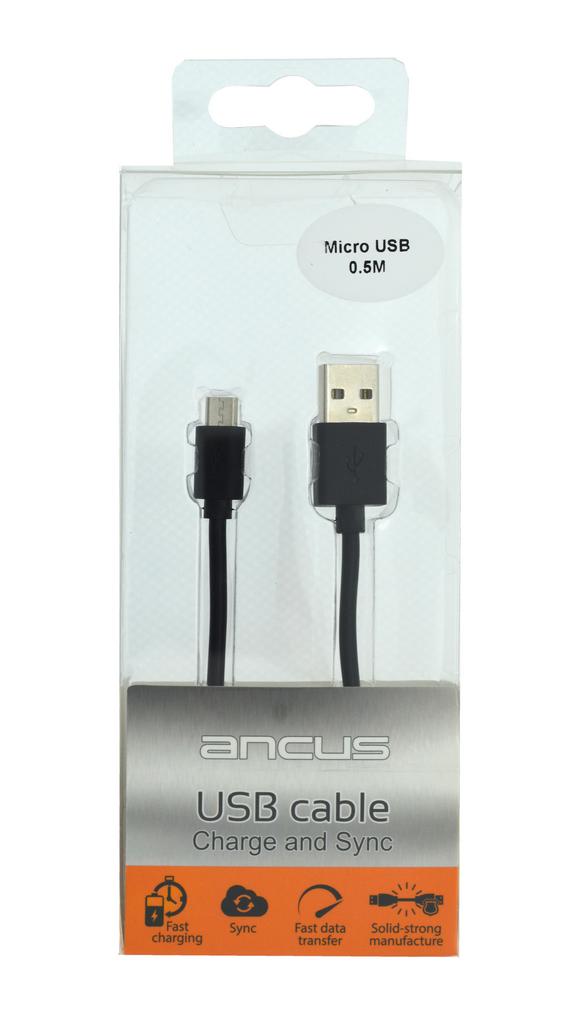 Καλώδιο σύνδεσης Ancus USB AM σε Micro USB B Μαύρο 0.5m