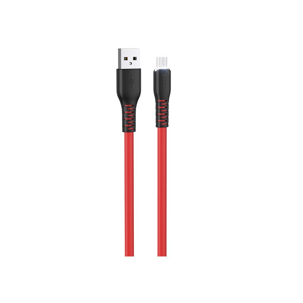 Καλώδιο σύνδεσης Hoco X44 Soft Silicone USB σε Micro-USB 2.4A με Ανθεκτική Σιλικόνη και Φωτεινή Ένδειξη 1m Κόκκινο