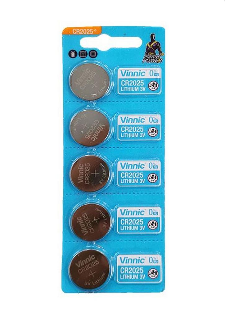 Buttoncell Vinnic CR2025 3V Τεμ. 5 με Διάτρητη Συσκευασία