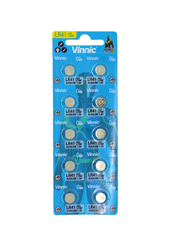 Buttoncell Vinnic L736F AG3 LR41 Τεμ. 10 με Διάτρητη Συσκευασία