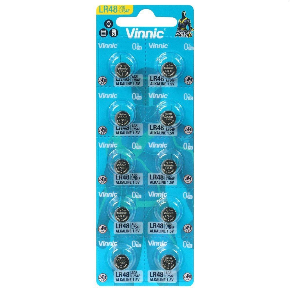 Buttoncell Vinnic L754F AG5 LR48 Τεμ. 10