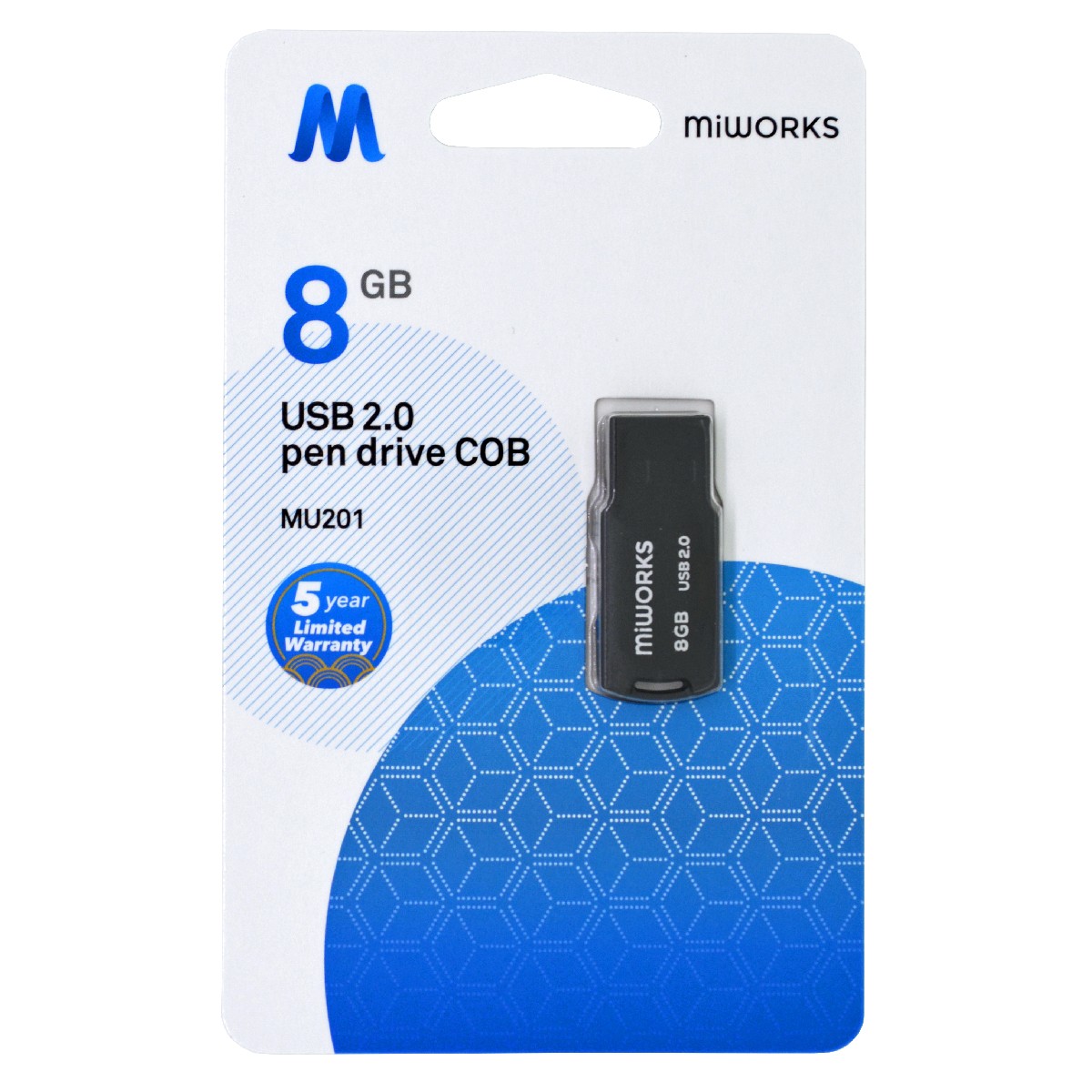 Flash Drive Mini MiWorks MU201 8GB USB 2.0 Μαύρο
