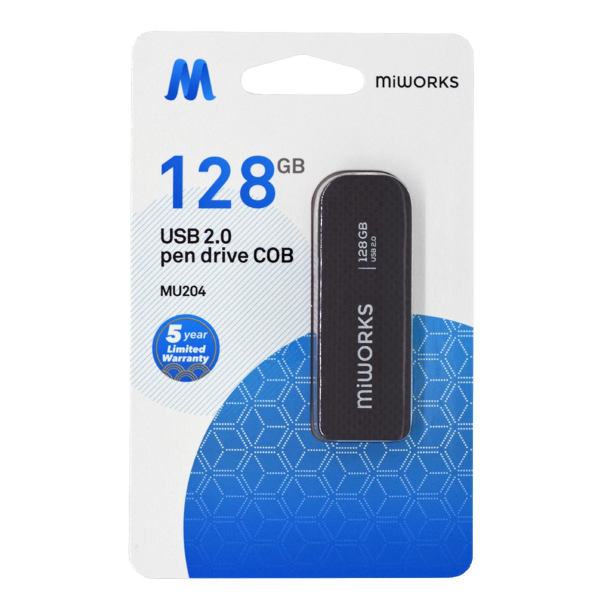 Flash Drive MiWorks MU204 128GB USB 2.0 Μαύρο