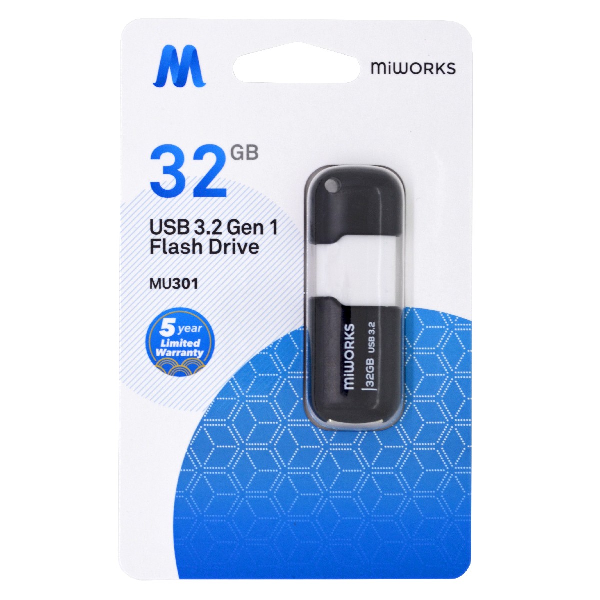 Flash Drive MiWorks MU301 32GB USB 3.2 Gen.1 Μαύρο