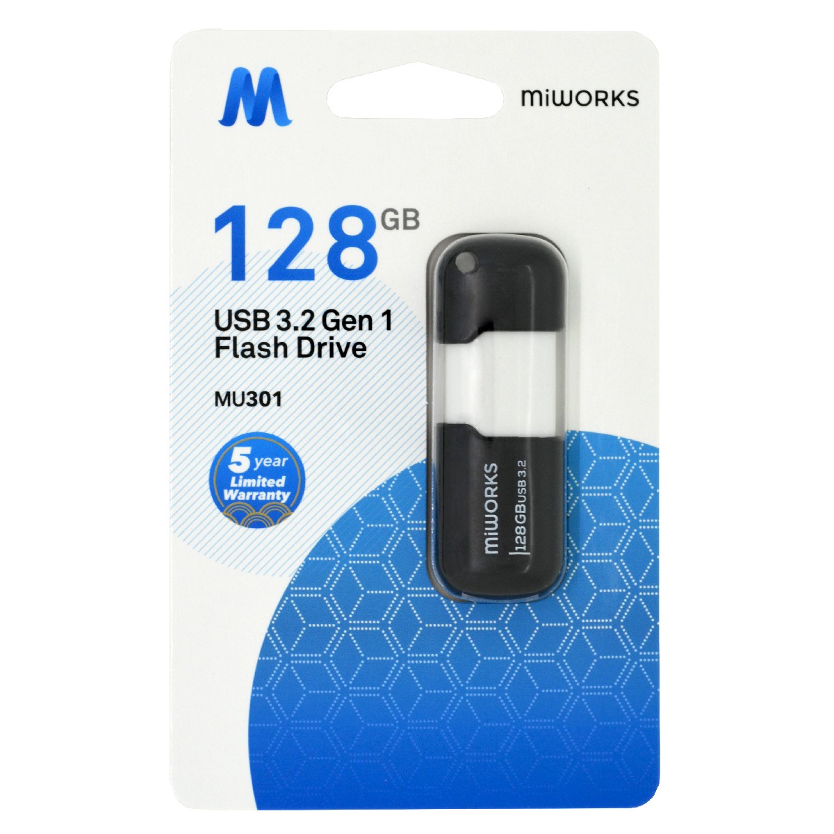 Flash Drive MiWorks MU301 128GB USB 3.2 Gen.1  Μαύρο