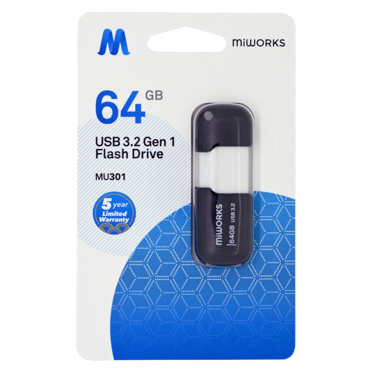 Flash Drive MiWorks MU301 64GB USB 3.2 Gen.1  Μαύρο