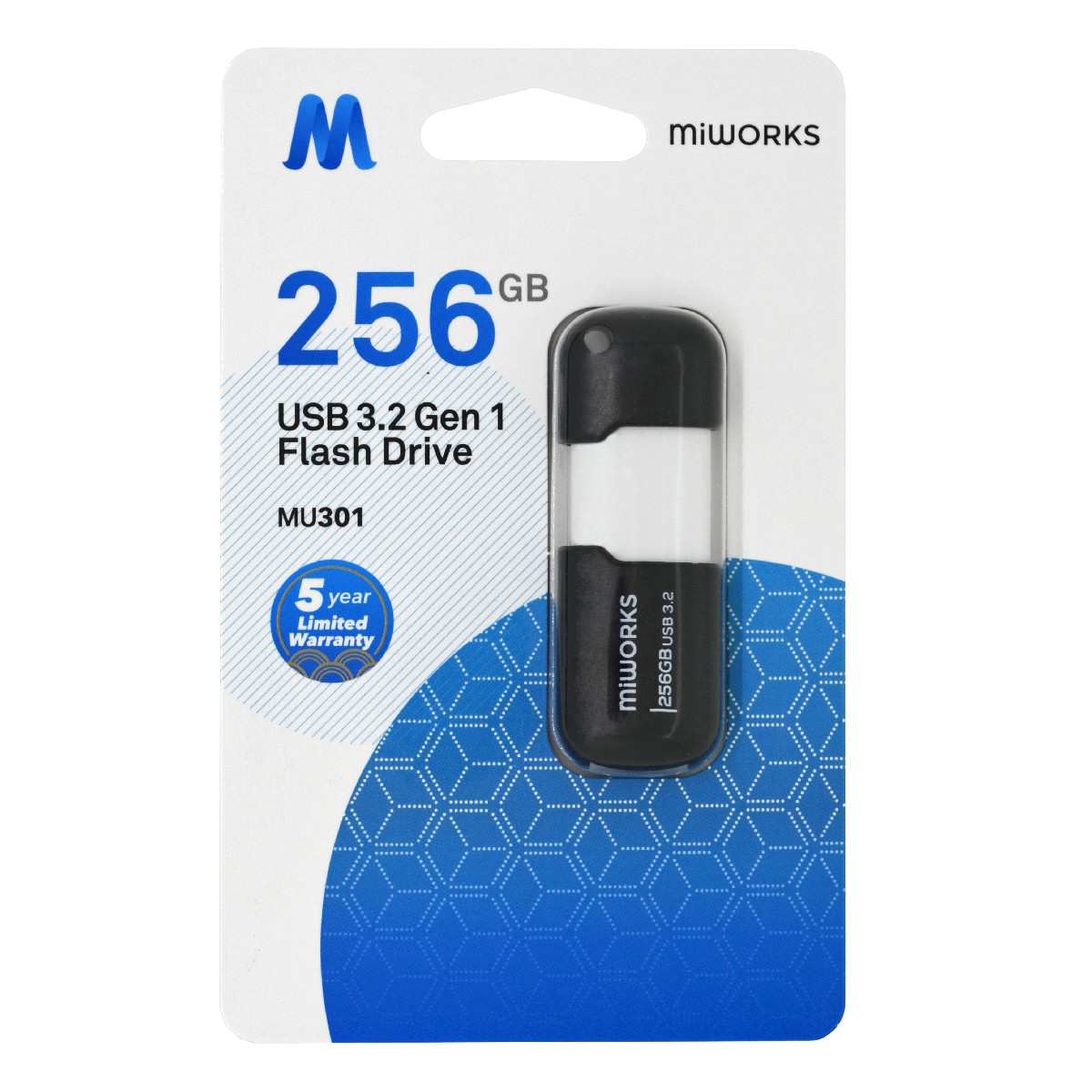 Flash Drive MiWorks MU301 256GB USB 3.2 Gen.1  Μαύρο