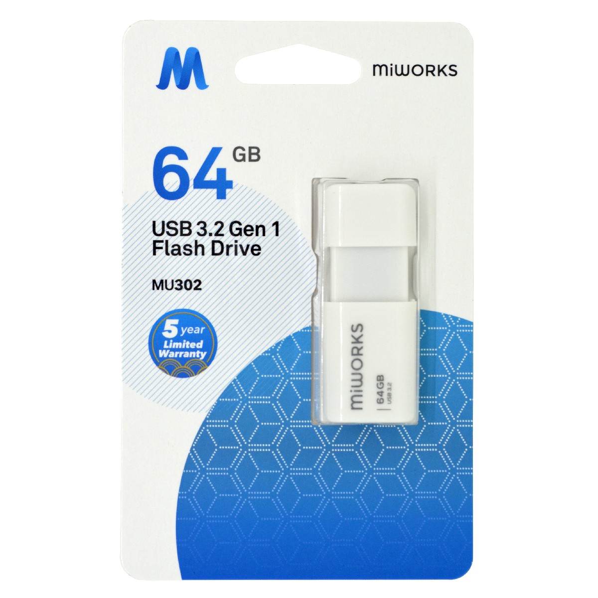 Flash Drive MiWorks MU302 64GB USB 3.2 Gen.1  Λευκό