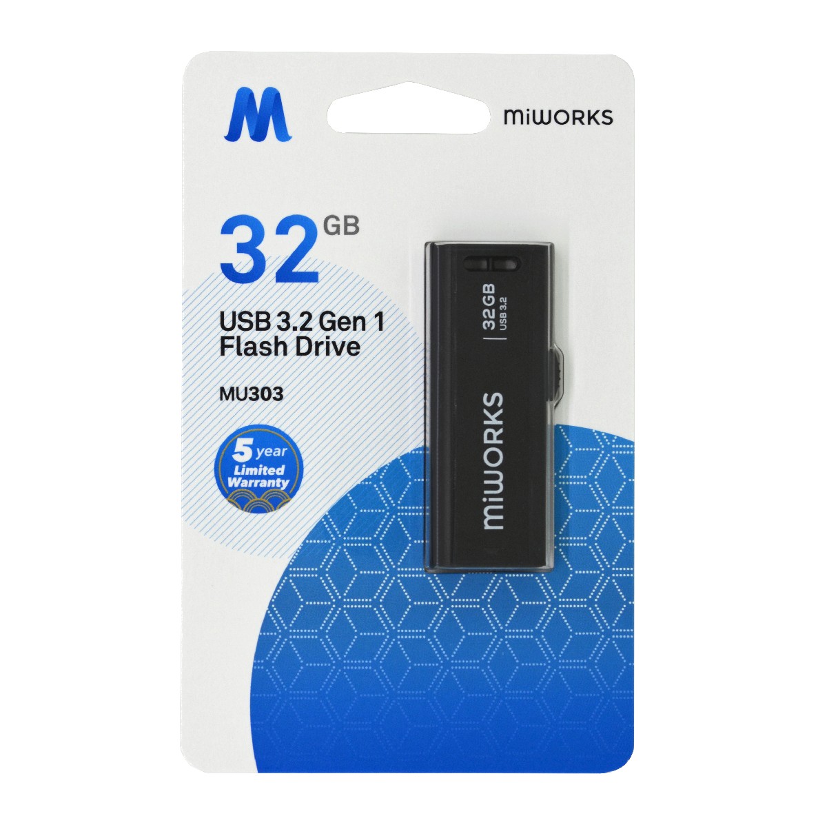 Flash Drive MiWorks MU303 32GB USB 3.2 Gen.1  Μαύρο