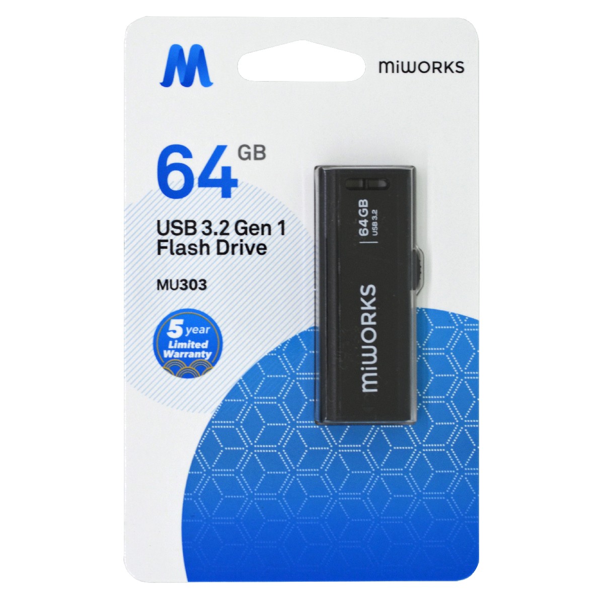 Flash Drive MiWorks MU303 64GB USB 3.2 Gen.1  Μαύρο