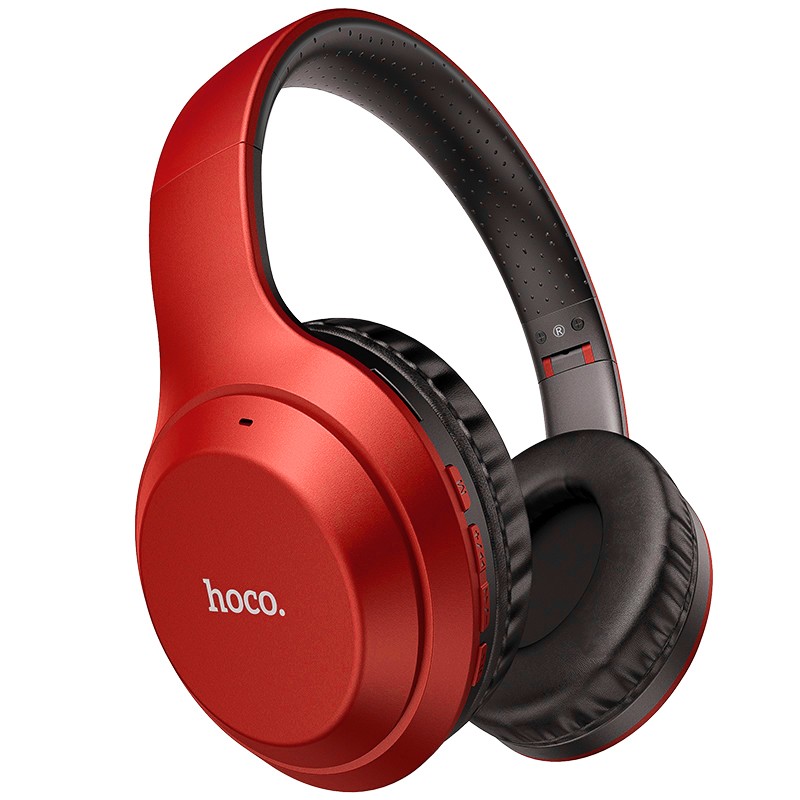 Wireless Ακουστικά Stereo Hoco W30 Fun Μove V5.0 Κόκκινα με Μικρόφωνο, υποδοχή Micro SD, AUX &amp; Πλήκτρα Ελέγχου