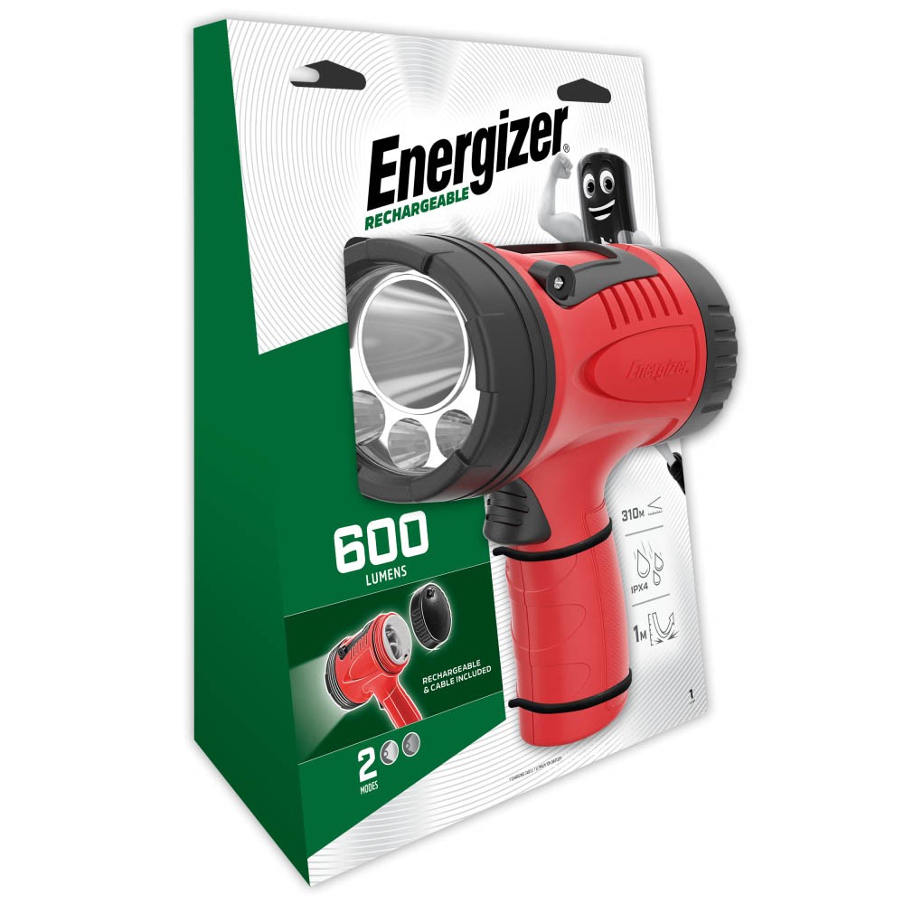 Φακός Energizer Spotlight Rechargable 600 Lumens με Δύο Τρόπους Λειτουργίας Micro USB
