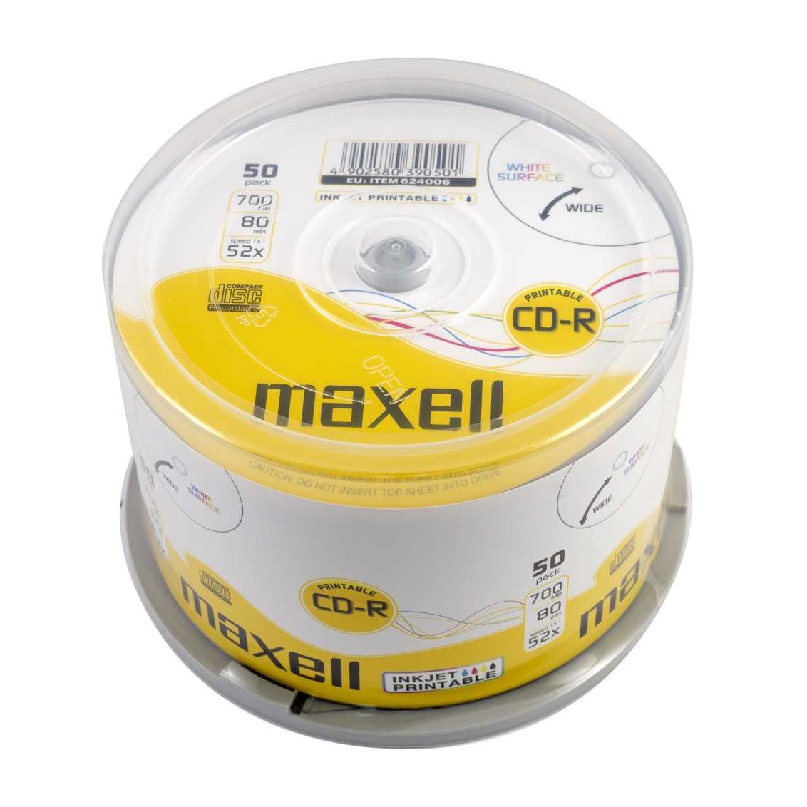 CD-R Maxell 52X για Μουσική και Δεδομένα 80min / 700MB Εκτυπώσιμα Συσκευασία 50 τμχ