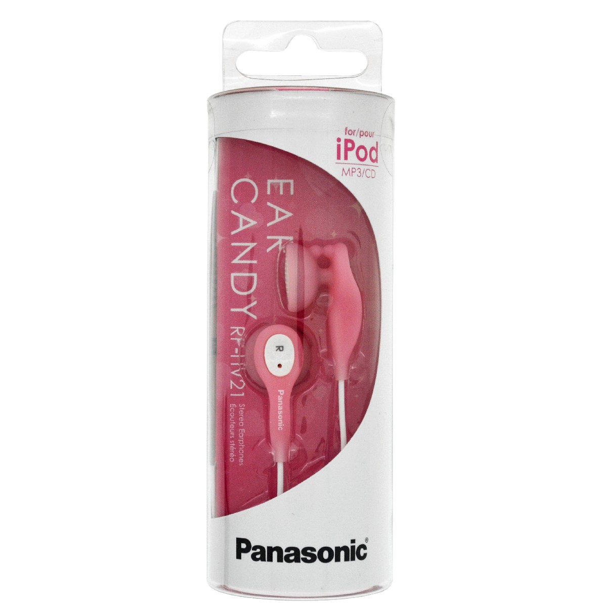Ακουστικά Panasonic Stereo Earbud RP-HV21E-P 3.5mm Ροζ με Κλιπ Καλωδίου και Ελαστικό Ακουστικό 1.2m Χωρίς Μικρόφωνο