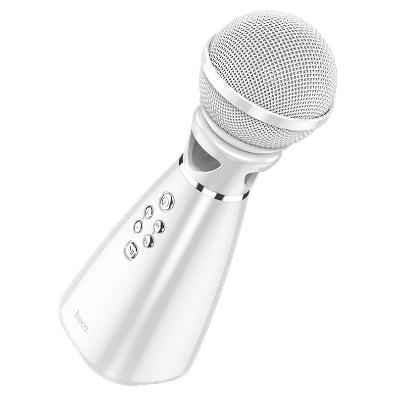 Ασύρματο Μικρόφωνο Hoco BK6 Hi-song V.5 Λευκό με Λειτουργία Karaoke και Υποδοχή Micro SD Κάρτας