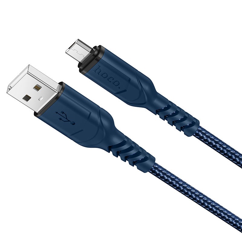 Καλώδιο σύνδεσης Hoco X59 Victory USB σε Micro USB 2.4A με Εύκαμπτο Βύσμα και Braided Καλώδιο Μπλέ 1m